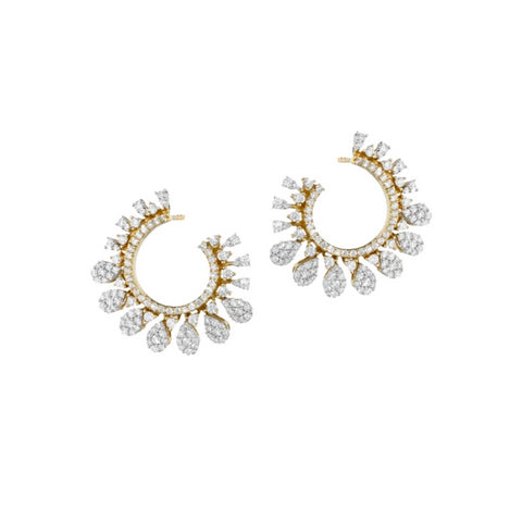 Diamond Starburst Front Facing Hoops | more gold options