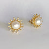 Pearl & Diamond Sunburst Earrings