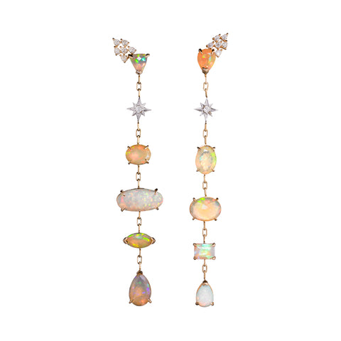 Opal & Diamond Starlight | Shoulder Duster Earrings