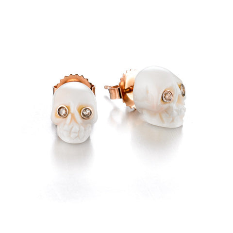 Memento Mori | Coral & Champagne Diamond Earrings