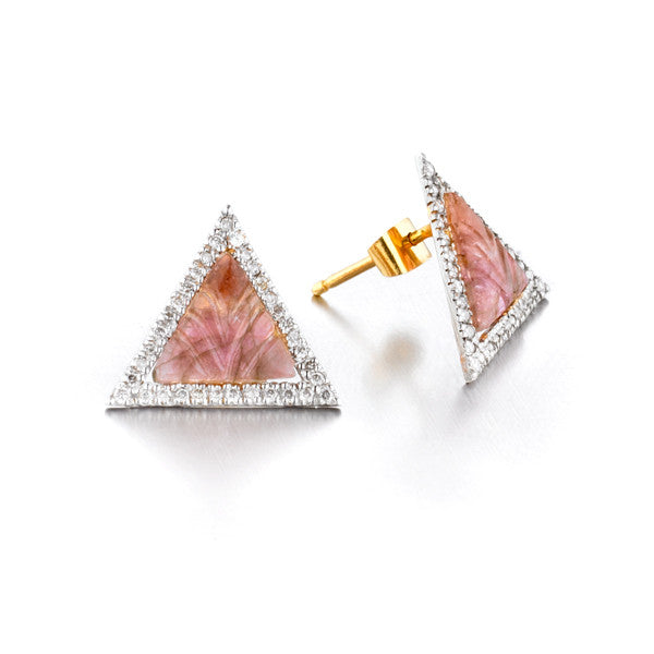 Tourmaline Triangle Diamond Earrings