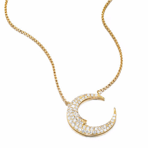 Crescent Moon Diamond Necklace | more gold options