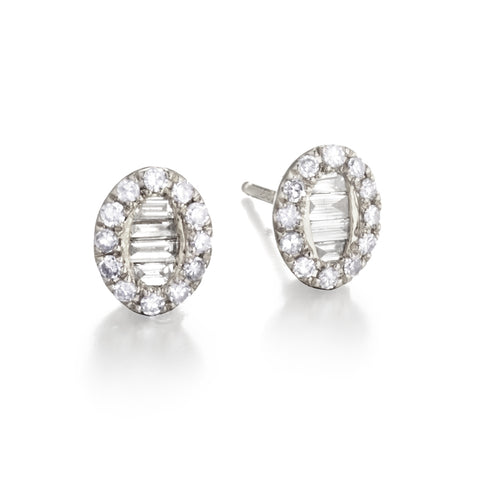 Oval Diamond Baguette Earrings | more gold options