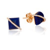 Madyha Farooqui District Diamond Micropave Pyramid Earrings Lapis Lazuli