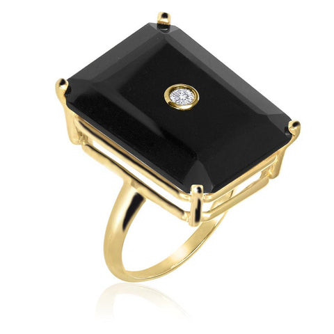 NoLita Cocktail Ring | Onyx & Diamond