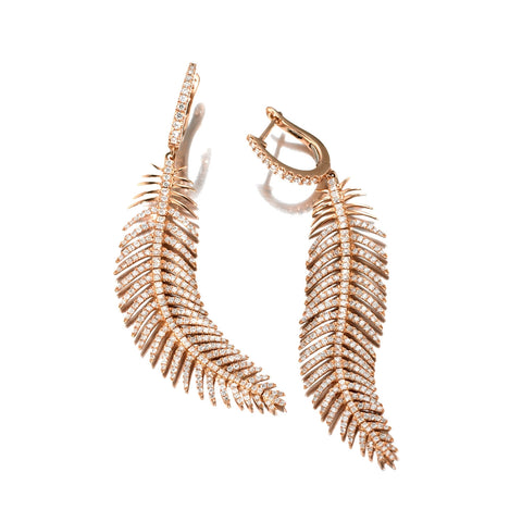 Mobile Feather Diamond Earrings | Medium