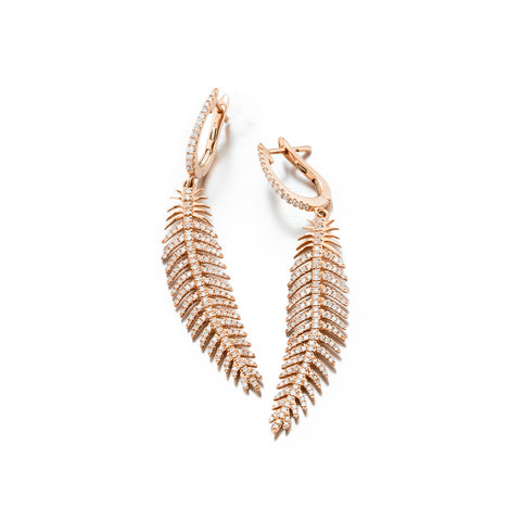 Mobile Feather Diamond Earrings | Small